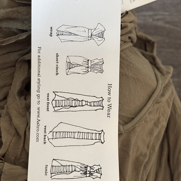 Ashro Open Front Cardigan Vest ONE SIZE MISSY Olive Green Slashed Boho NWT - Picture 2 of 12